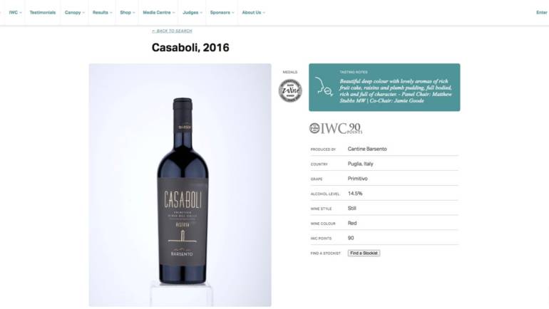 Medaglia d’Argento per il Casaboli all’International Wine Challenge